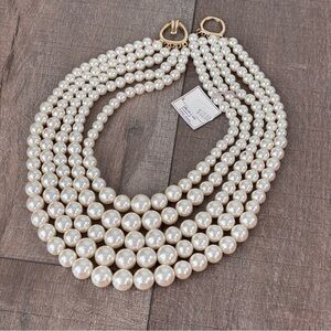 Lauren J Multi-Strand Layered Pearl Necklace with Gold Clasps